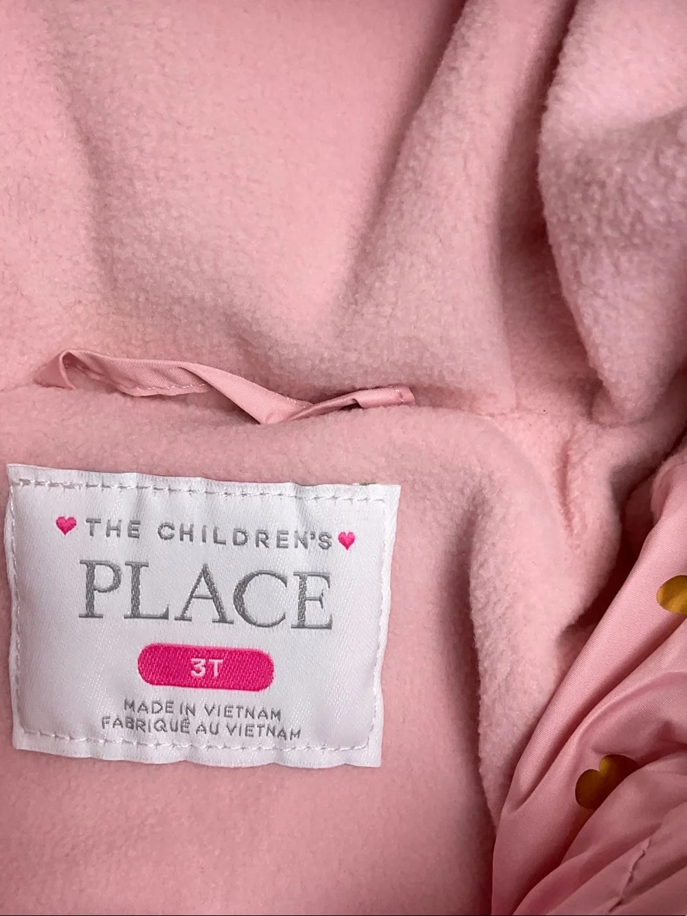 The Children's Place Pink Puffer Jacket with Gold Heart Print